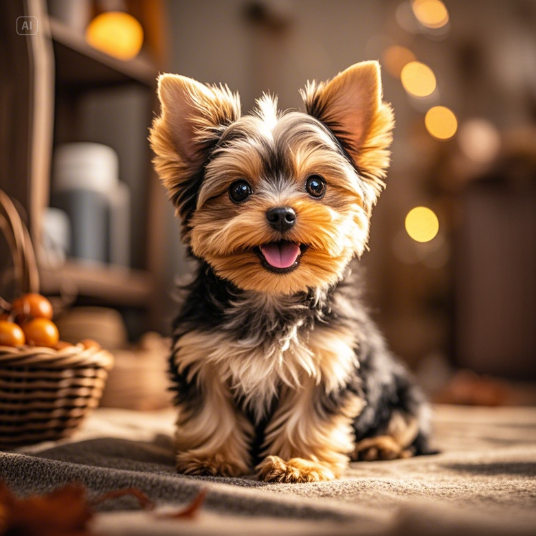 a dog sitting on the floor